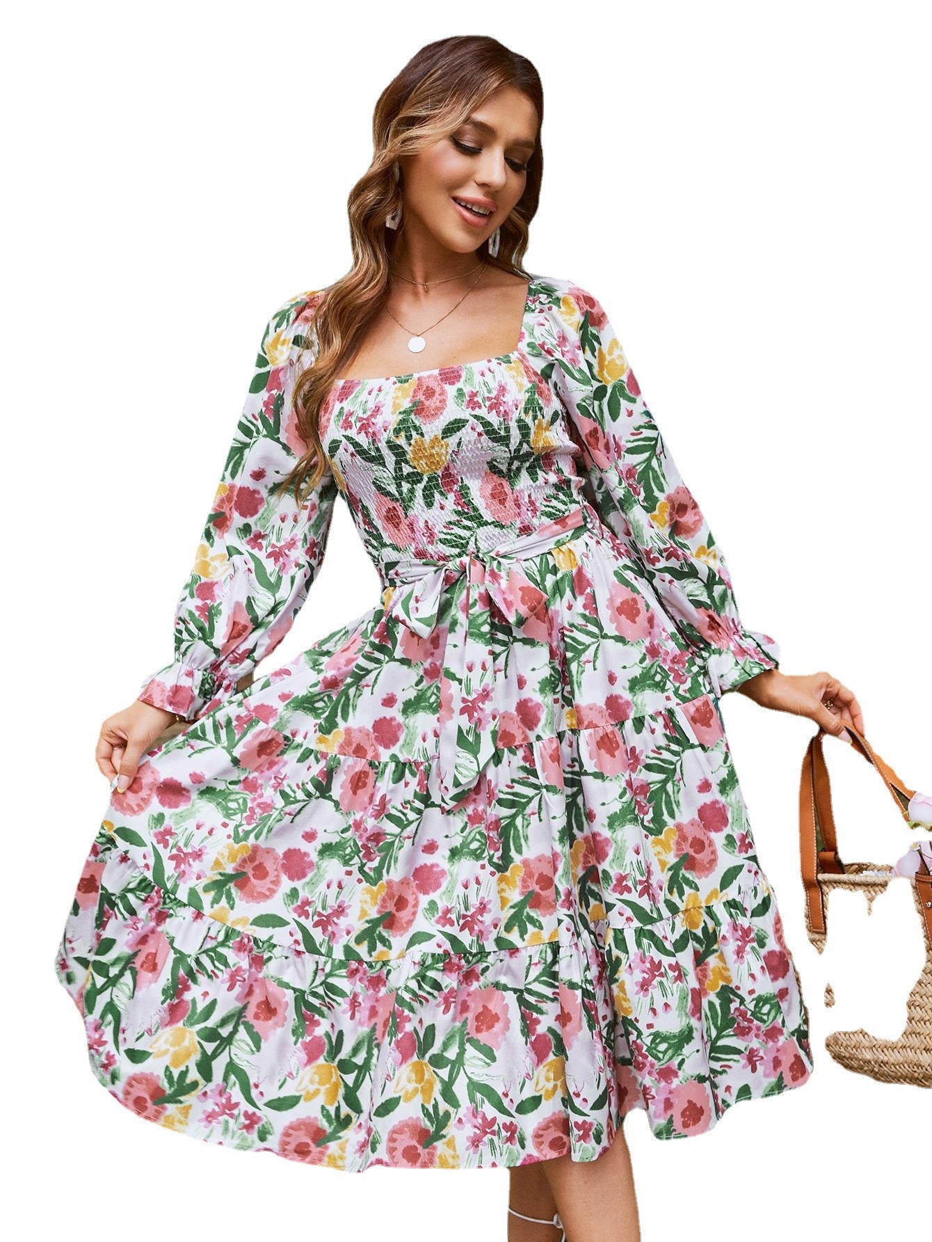 Damen Off-Shoulder Maxikleid mit floralem Print und Rüschendetails Stalluxe