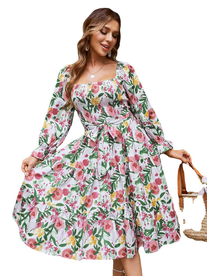 Damen Off-Shoulder Maxikleid mit floralem Print und Rüschendetails Stalluxe