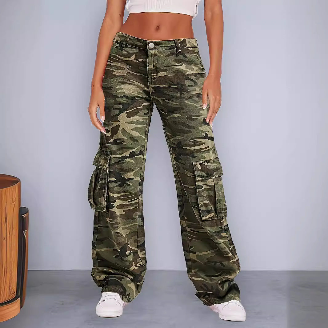 Damen Cargo-Jeans mit weitem Bein und mehreren praktischen Taschen Stalluxe