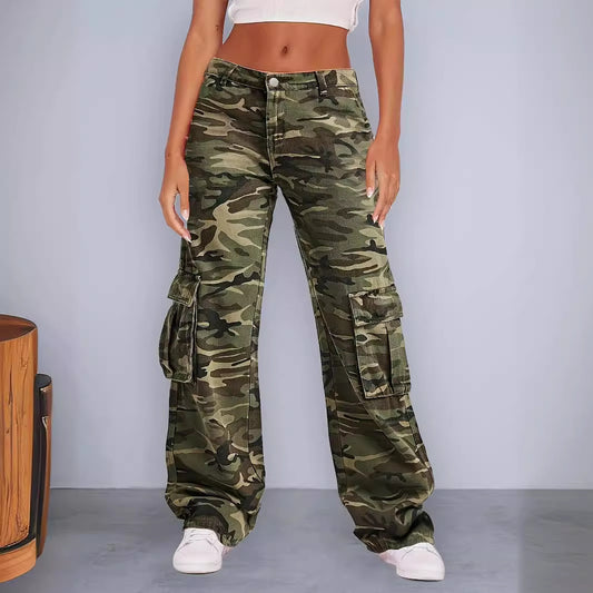 Damen Cargo-Jeans mit weitem Bein und mehreren praktischen Taschen Stalluxe