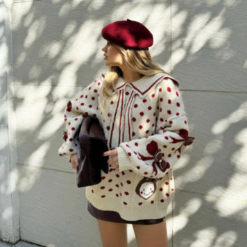 Damen Grobstrickpullover mit einzigartigem Kragen und femininen Details Stalluxe