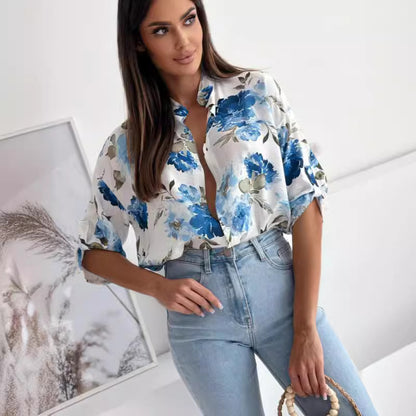 Damen Bluse mit floralem Druck und lässigem Schnitt Stalluxe
