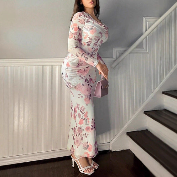 Damen elegantes und florales Maxikleid Stalluxe