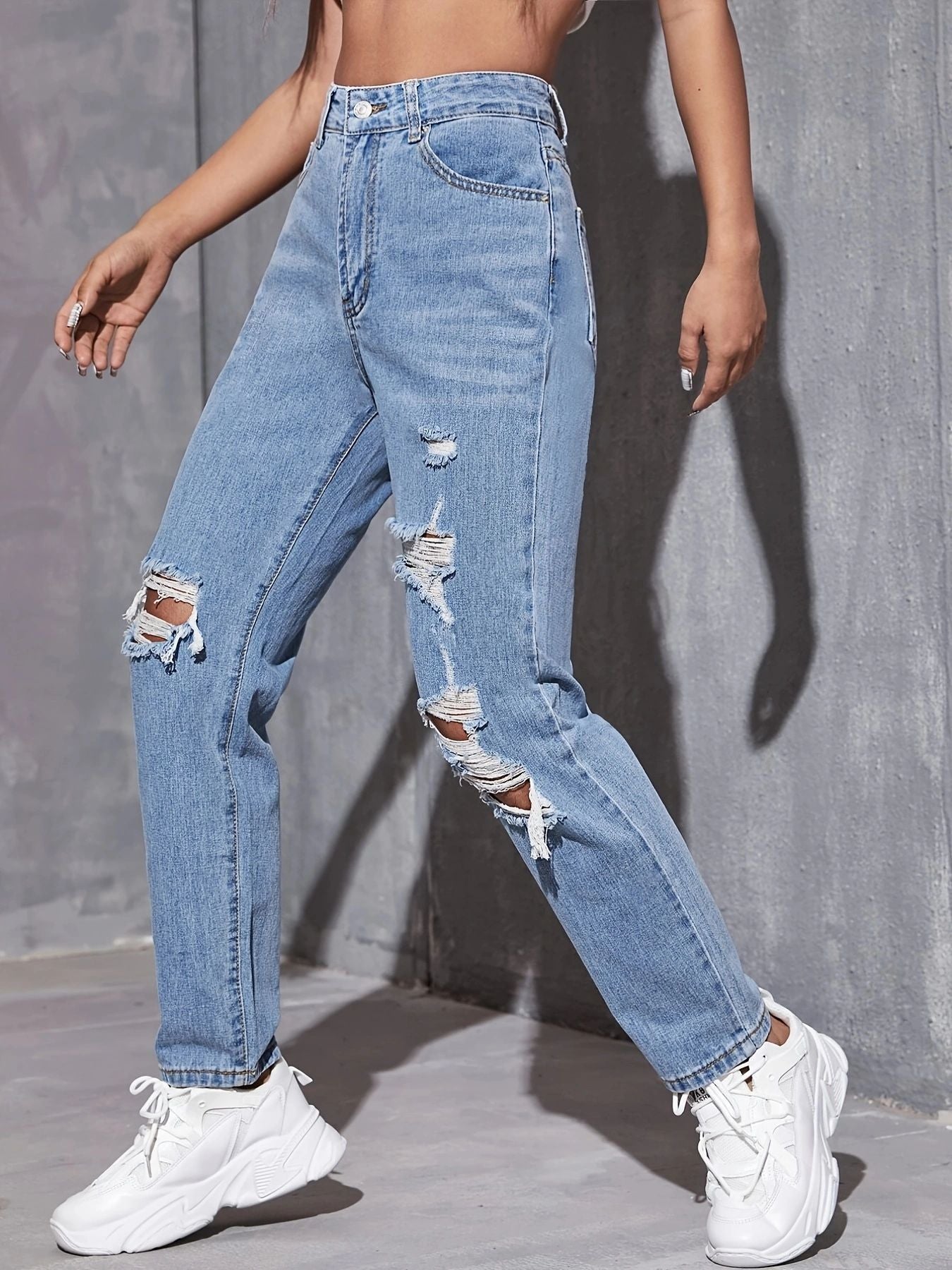 Damen lässige Ripped Jeans Stalluxe