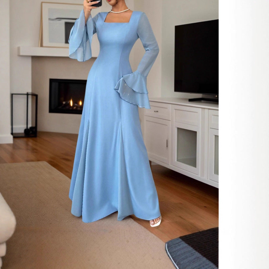 Damen Elegantes Maxikleid mit fließenden Ärmeln Stalluxe
