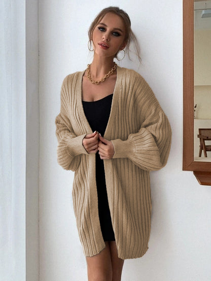 Damen Weitgeschnittener Strickcardigan mit strukturiertem Rippdesign Stalluxe