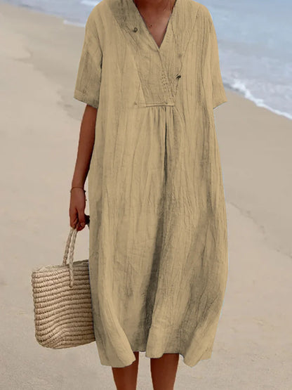 Damen Lässiges Strandkleid mit V-Ausschnitt und weit geschnittenem Design Stalluxe