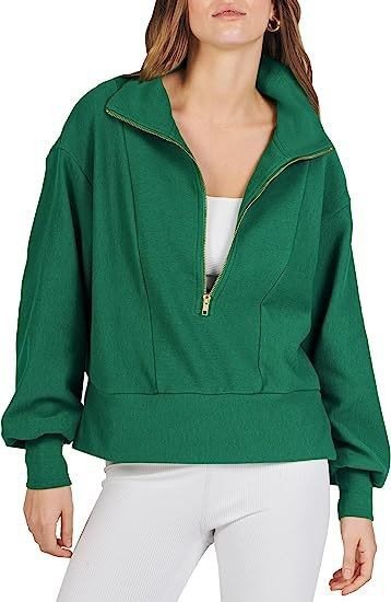 Damen Sportlicher Pullover mit Stehkragen und halbem Reißverschluss Stalluxe
