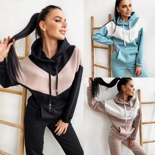 Damen sportlicher Hoodie und enge Jogginghose Set Stalluxe