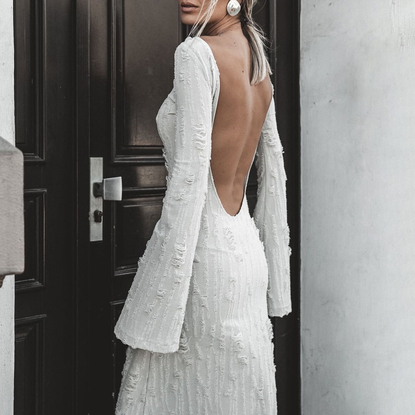 Damen Elegantes Maxikleid mit raffinierten Rüschen- und Ärmeldetails Stalluxe