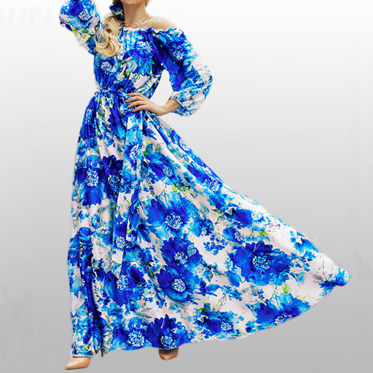 Damen Maxikleid mit off-shoulder Schnitt und floralem Design Stalluxe