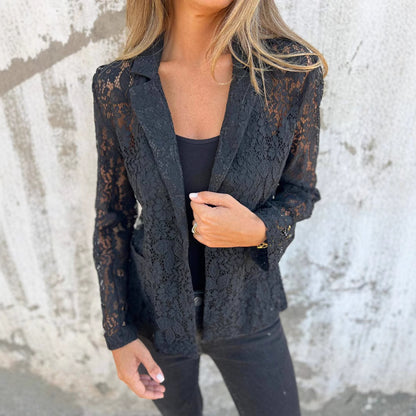 Women's Sheer Lace Blazer Stalluxe