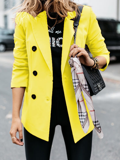 Damen eleganter Blazer mit doppelter Knopfleiste und tailliertem Schnitt Stalluxe