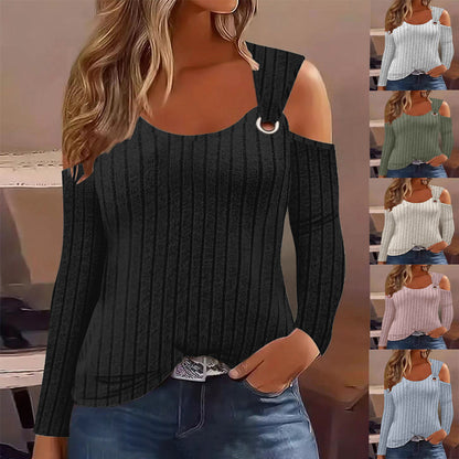 Damen elegantes Oberteil mit Off-Shoulder-Design und dekorativen Riemen Stalluxe