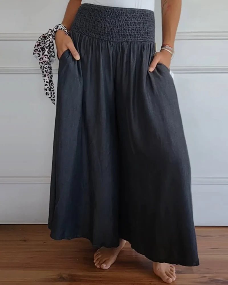 Damen weite Baumwollhose mit elastischem Bund und praktischen Taschen Stalluxe
