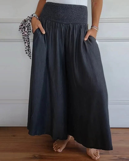 Damen weite Baumwollhose mit elastischem Bund und praktischen Taschen Stalluxe