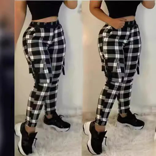 Damen Cargo-Hosen im Karomuster Stalluxe