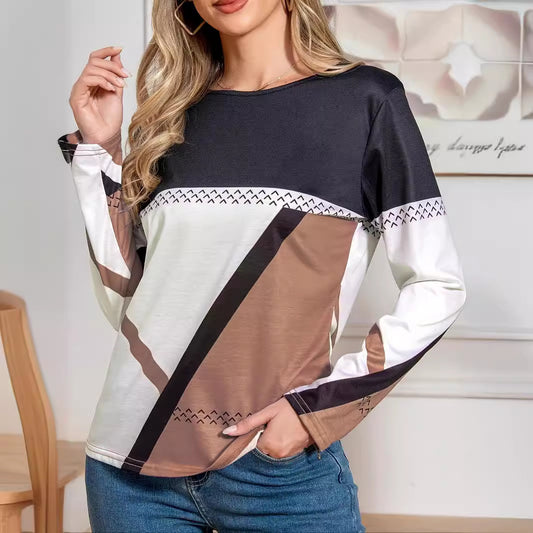 Damen Langarmshirt mit modernem Farbblockdesign Stalluxe