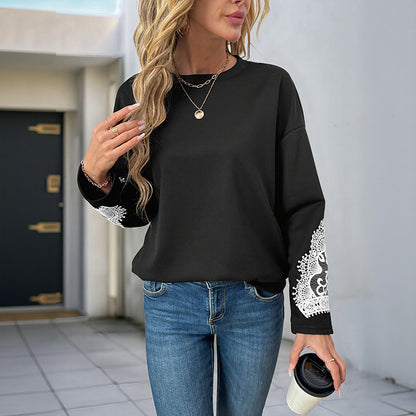 Damen Sweatshirt mit eleganter Spitzenverzierung Stalluxe