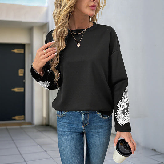 Damen Sweatshirt mit eleganter Spitzenverzierung Stalluxe