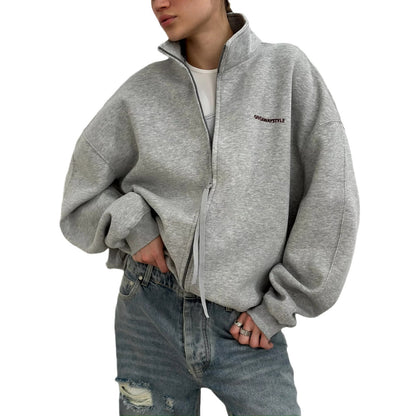 Damen Oversized Freizeitjacke mit urbanem Schriftzug Stalluxe