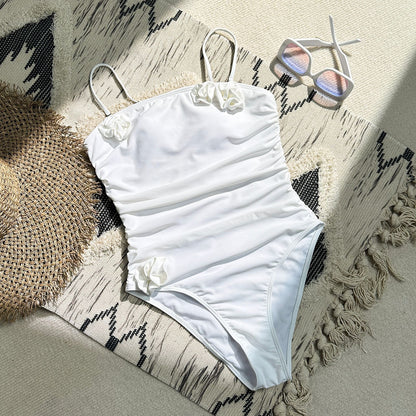 Damen Einteiliger Badesuit mit raffinierter Raffung und zarten Details Stalluxe