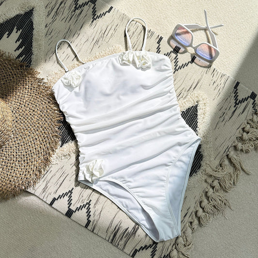 Damen Einteiliger Badesuit mit raffinierter Raffung und zarten Details Stalluxe