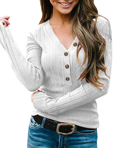 Damen Strickpullover mit V-Ausschnitt und Knopfdetail Stalluxe