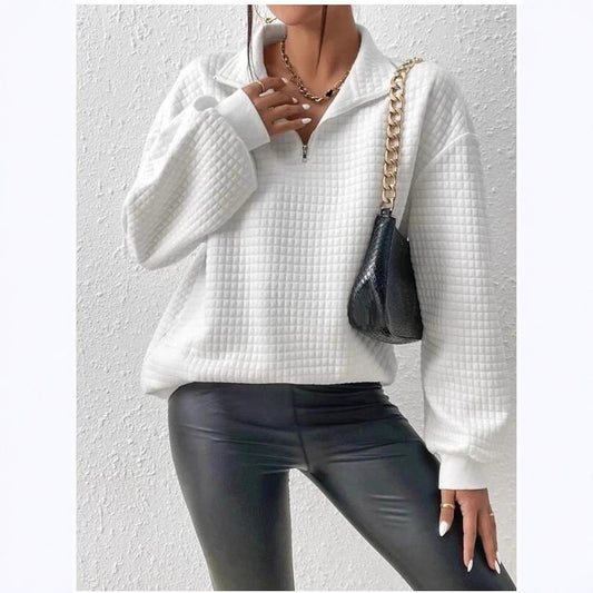 Damen Sweatshirt mit strukturiertem Stoff und Reißverschluss Stalluxe