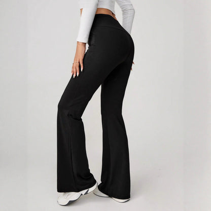 Damen High-Waist Sporthose mit weitem Bein und elastischem Bund Stalluxe