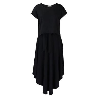 Damen asymmetrisches Maxikleid mit Wickelgurt Stalluxe