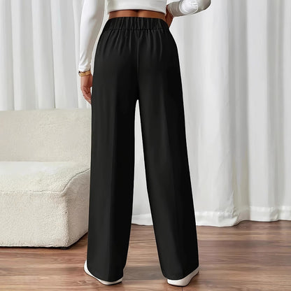 Damen Weit geschnittene Plissee-Hose mit elastischem Bund und praktischen Taschen Stalluxe