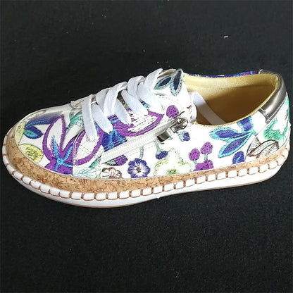 Damen komfortable Sneakers mit Korksohle und Reißverschluss Stalluxe