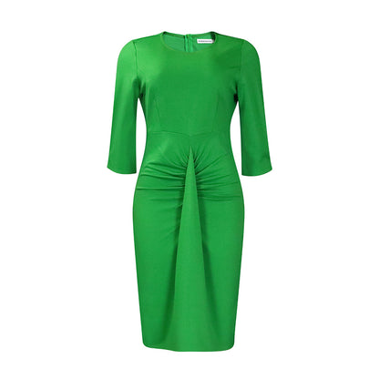 Damen figurbetontes Kleid mit Faltenwurf und 3/4-Ärmeln Stalluxe