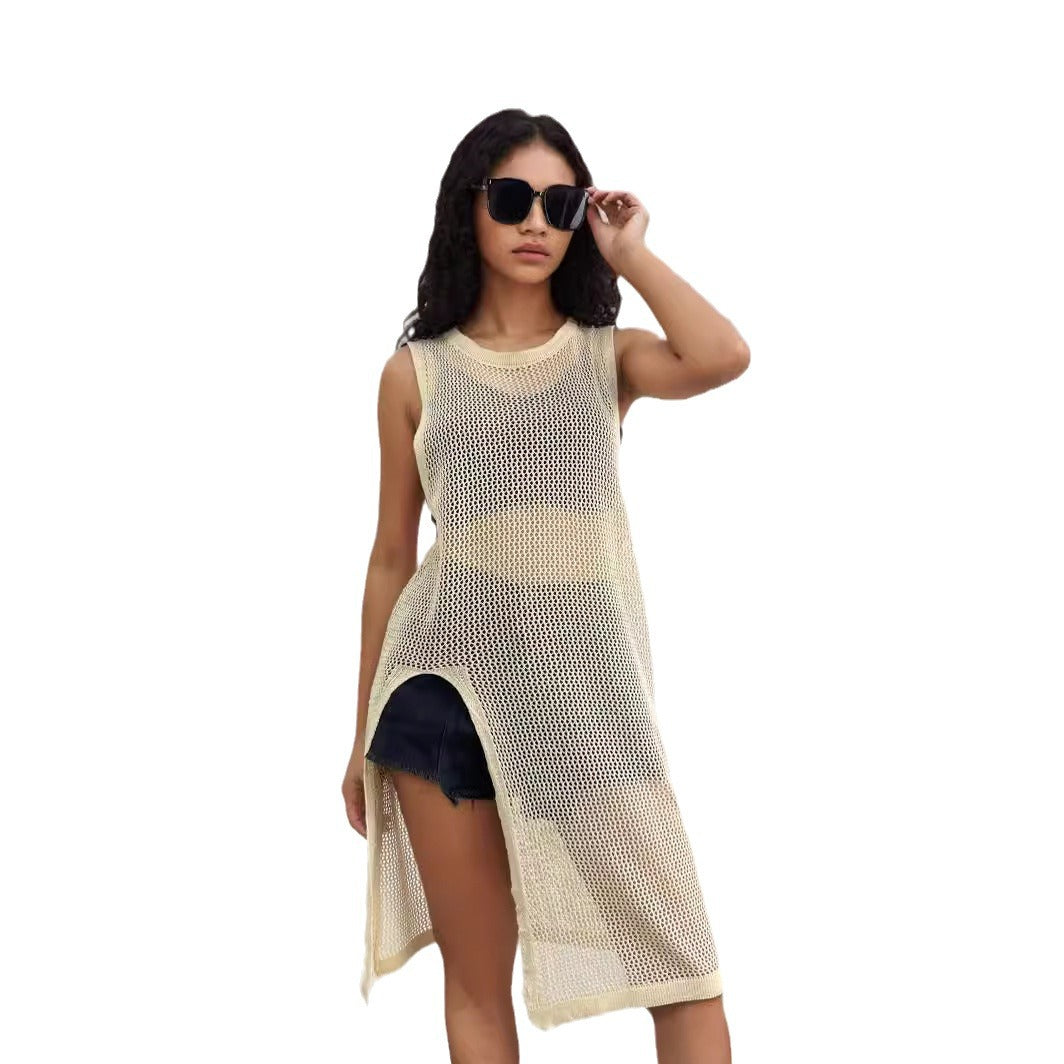 Damen Netz-Kleid mit seitlichen Schlitzen und lässigem Schnitt Stalluxe