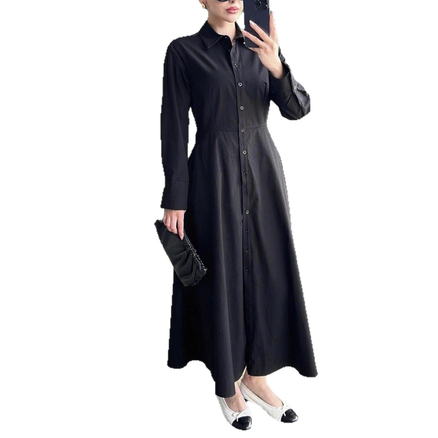 Damen Hemdkleid mit eleganter Knopfleiste und taillierter Figur Stalluxe