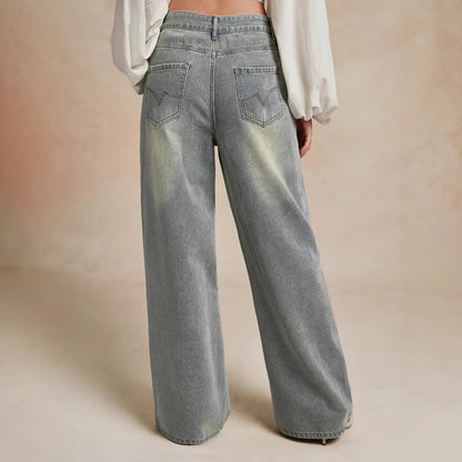 Damen Weite Jeans im Vintage-Stil mit hohem Bund Stalluxe