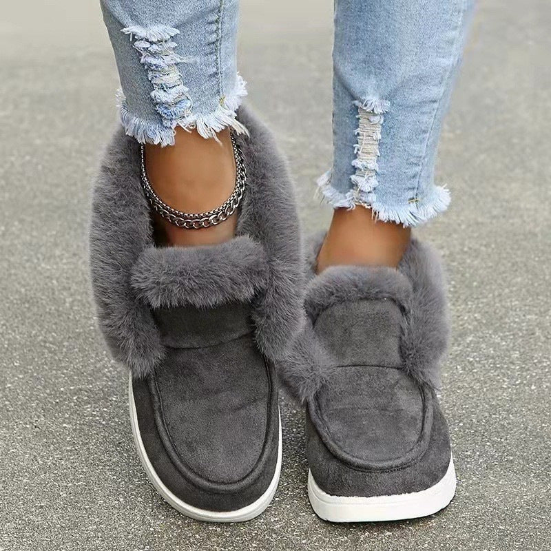 Damen Warmfutter Slip-On Sneakers mit eleganter Fellapplikation Stalluxe