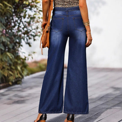 Damen Weit geschnittene Jeans mit seitlichem Bindeband Stalluxe