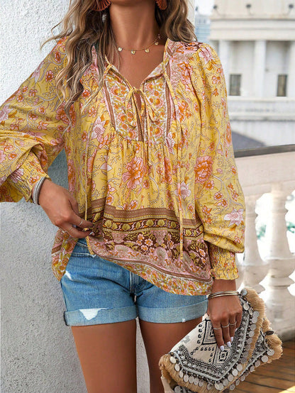 Damen luftige Bluse mit raffiniertem floralem Design und lockerem Schnitt Stalluxe