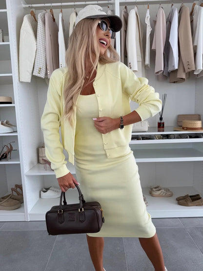 Damen sportliches Kleid mit passender Baumwolljacke Stalluxe