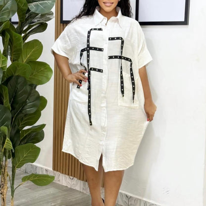 Damen Oversized Hemdbluse mit modischen Details und Kontrastträgern Stalluxe