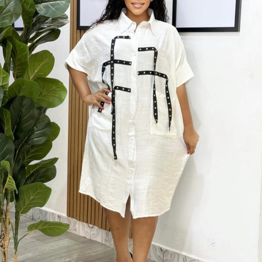 Damen Oversized Hemdbluse mit modischen Details und Kontrastträgern Stalluxe