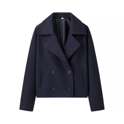Damen modische kurz geschnittene Bikerjacke mit doppelter Knopfleiste und seitlichen Taschen Stalluxe