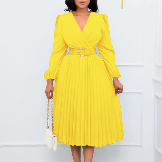 Damen Wickelkleid mit eleganten Falten und tailliertem Gürtel Stalluxe