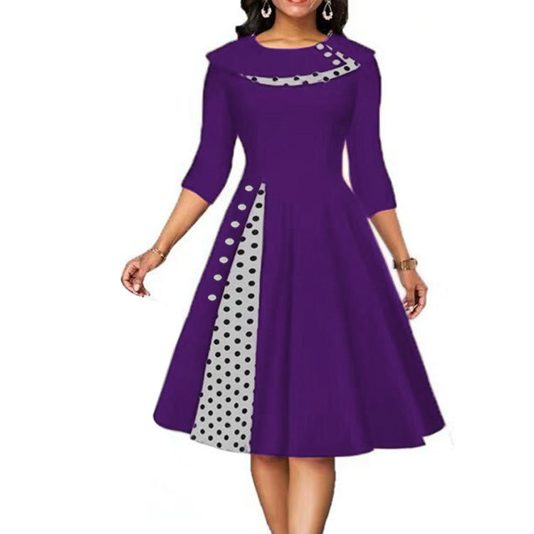 Damen Vintage Elegantes Kleid mit einzigartigem Polka-Dot-Design und ausgestelltem Rock Stalluxe