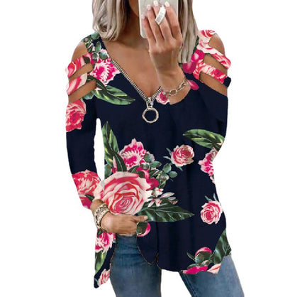 Damen Bluse mit floralem Cut-Out-Design und lässigem V-Ausschnitt Stalluxe