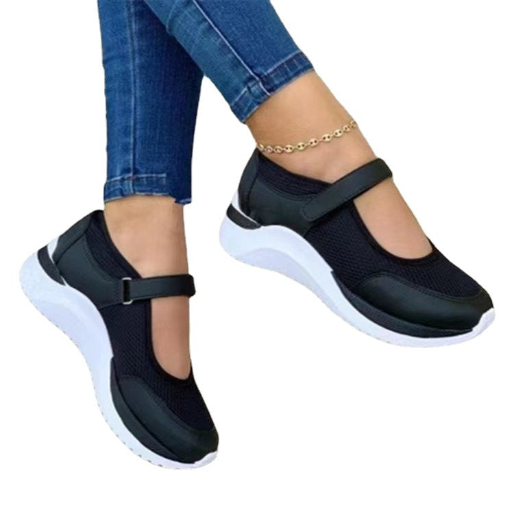 Damen Atmungsaktive Mary Jane Sneakers mit verstellbarem Klettverschluss Stalluxe