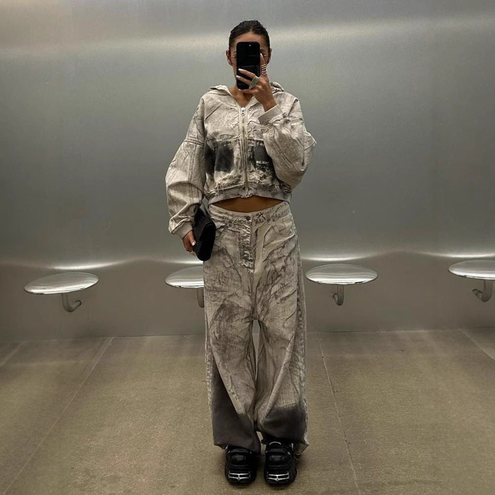 Damen Oversized Wide-Leg-Jeans mit modernem Farbverlauf Stalluxe