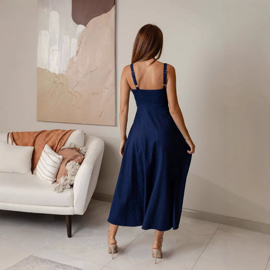 Damen Maxikleid mit verstellbaren Trägern und raffinierten Details Stalluxe